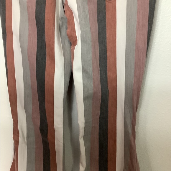Blushing Brunette Stripe Super Flare Jeans Boho Festival WMS SZ L Five Pocket. - Picture 5 of 10
